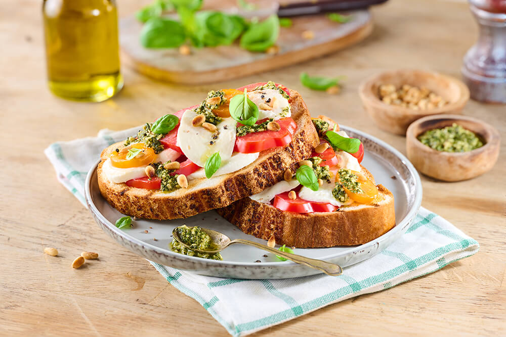 Tiger Bloomer Caprese Open Sandwich